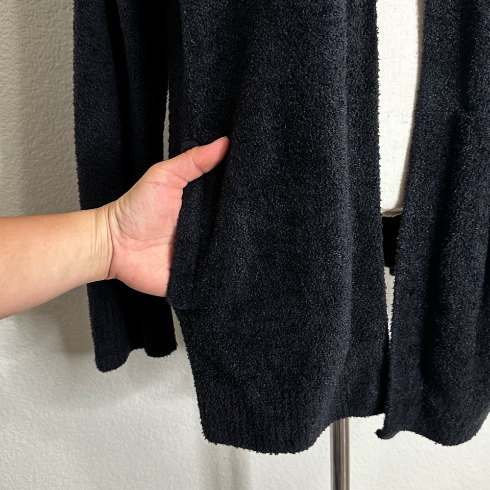 Barefoot Dreams Cozychic Lite Black Open Front Soft Sweater Cardigan, Sz Large - Picture 5 of 12